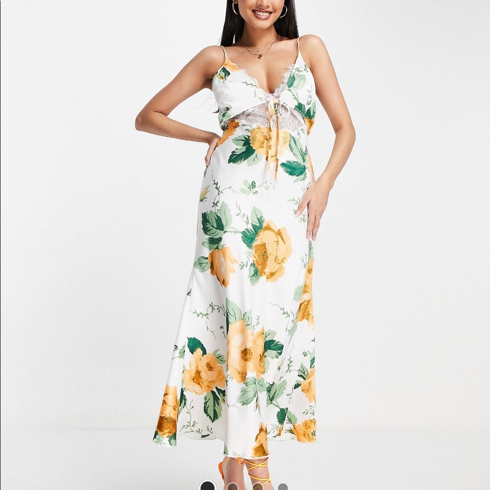 Silky smooth peach floral dress